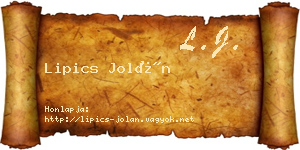 Lipics Jolán névjegykártya